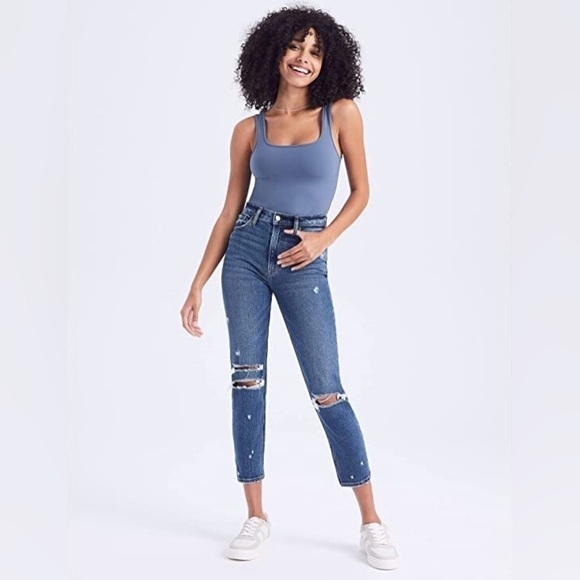 Abercrombie & Fitch Denim - Abercrombie & Fitch The Mom High Rise Distressed Skinny Jean 24 00 Crop Long